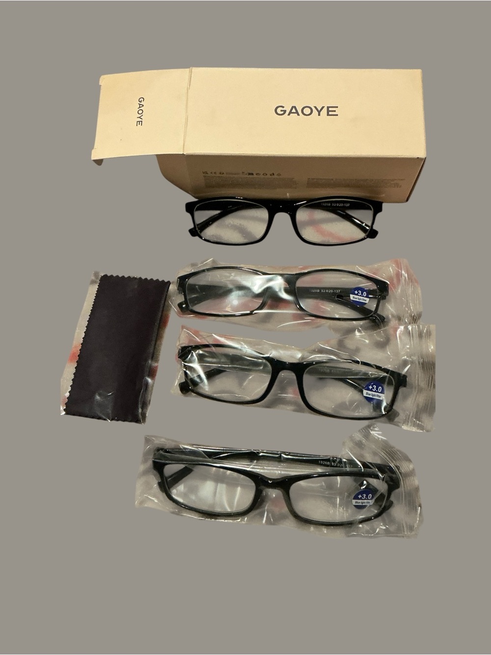 Gaoye Men’s Black Reading Glasses - Set of 4